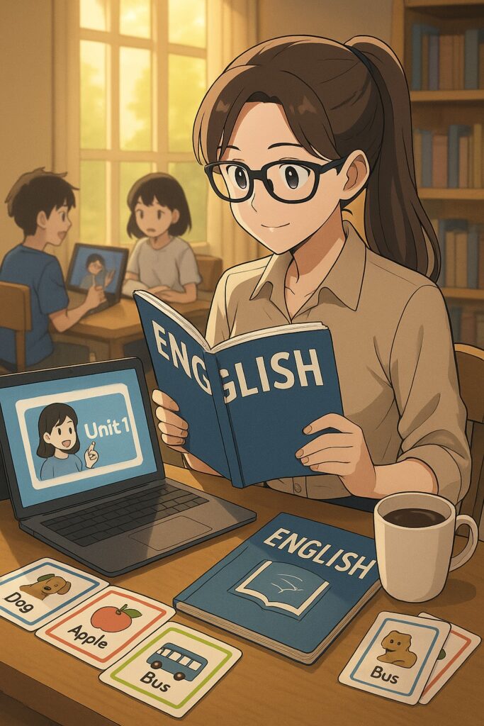 Kurs języka angielskiego książka laptop kawa